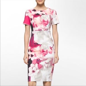 Womens Calvin Klein Pink Floral Midi Dress